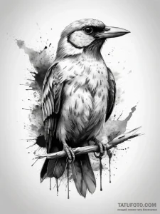 Tattoo sketch graphic птица, ink illustration... - эскиз тату (№1757398966_0, 09.09.2025 06:22) — Tatufoto.com