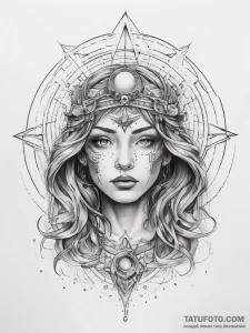 Tattoo sketch cosmic being - эскиз тату (№1757399359_0, 09.09.2025 06:29) — Tatufoto.com