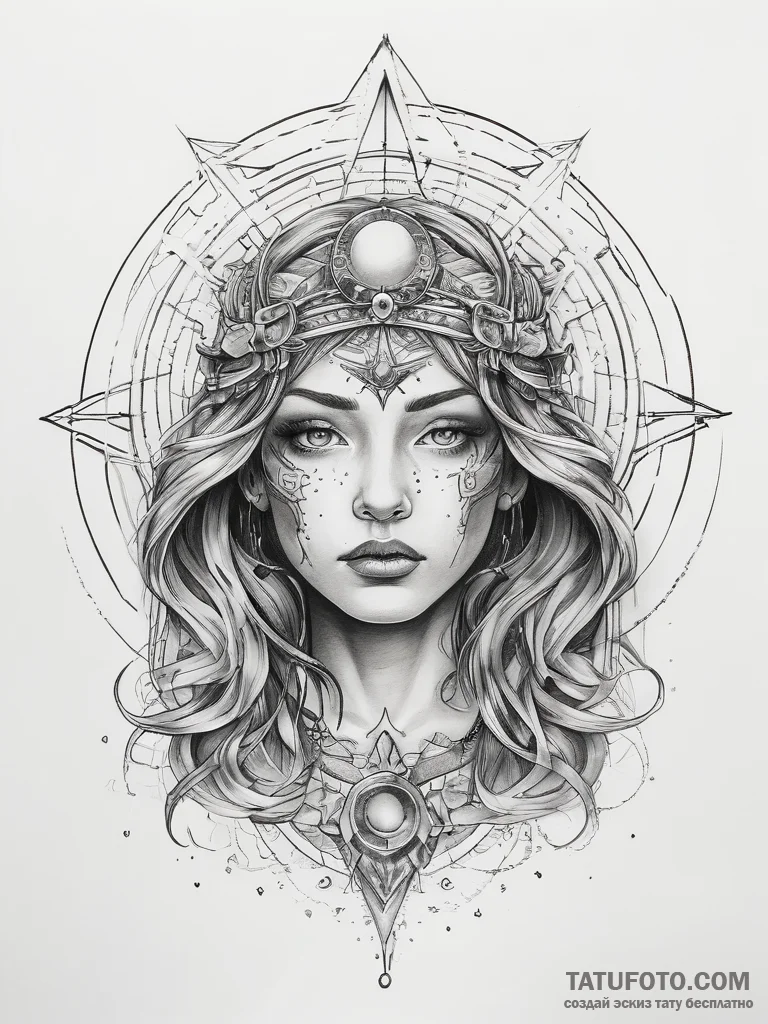 Tattoo sketch cosmic being - эскиз тату (№1757399359_0, 09.09.2025 06:29) — Tatufoto.com