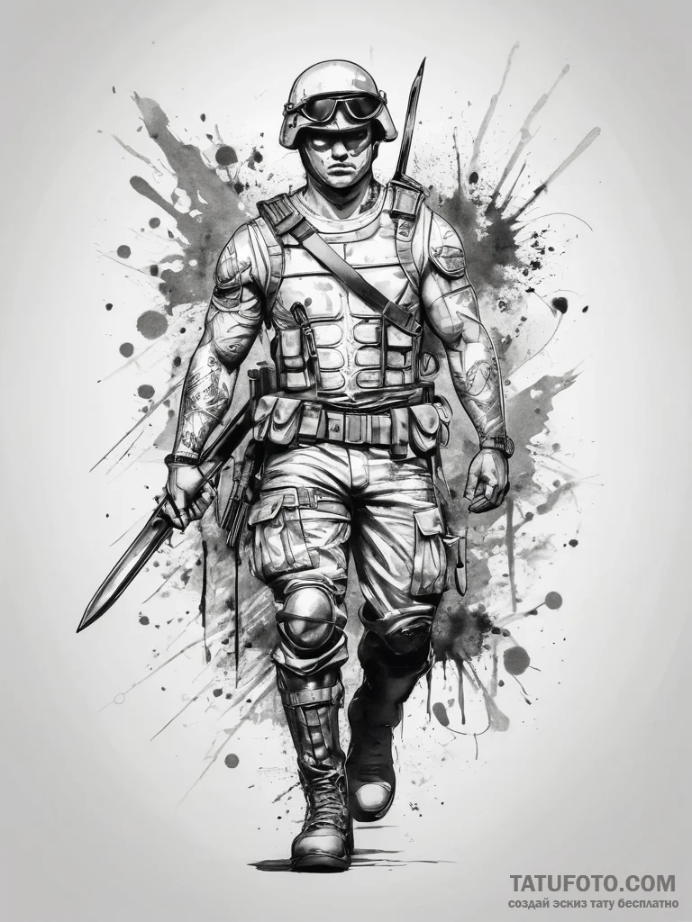 Tattoo sketch soldier with a scissors, tattoo... - эскиз тату (№1757400352_0, 09.09.2025 06:45) — Tatufoto.com
