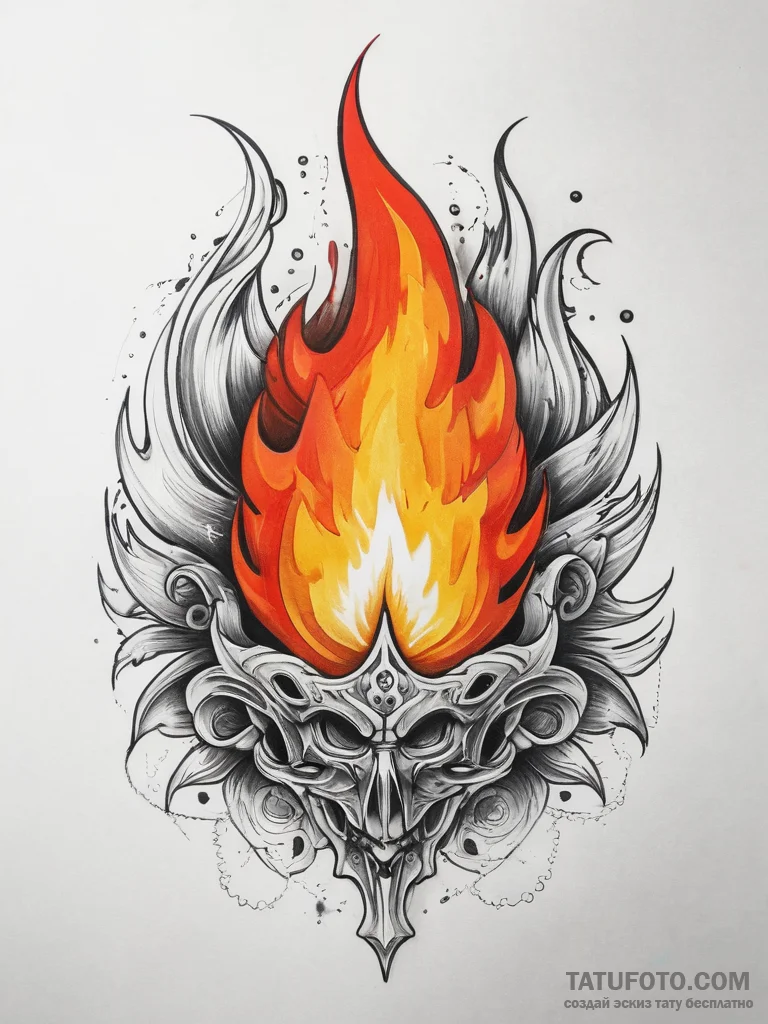 Tattoo sketch flame - эскиз тату (№1757400955_0, 09.09.2025 06:55) — Tatufoto.com