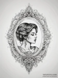Tattoo sketch vintage mirror tattoo, ink illu... - эскиз тату (№1757403129_0, 09.09.2025 07:32) — Tatufoto.com