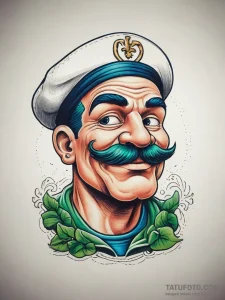 Tattoo sketch popeye with spinach, tattoo dra... - эскиз тату (№1757403330_0, 09.09.2025 07:35) — Tatufoto.com