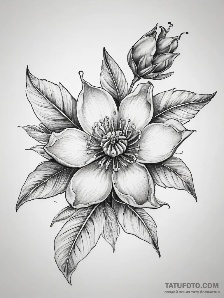 Tattoo sketch pomegranate blossom - эскиз тату (№1757403525_0, 09.09.2025 07:38) — Tatufoto.com