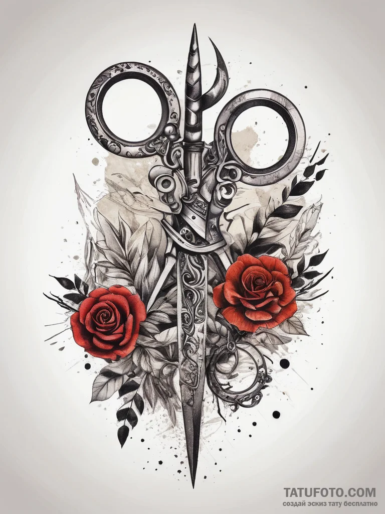 Tattoo sketch magical scissors, tattoo sketch... - эскиз тату (№1757403721_0, 09.09.2025 07:42) — Tatufoto.com