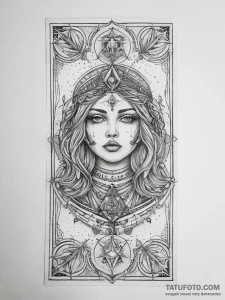 Tattoo sketch tarot card world, concept art f... - эскиз тату (№1757404109_0, 09.09.2025 07:48) — Tatufoto.com
