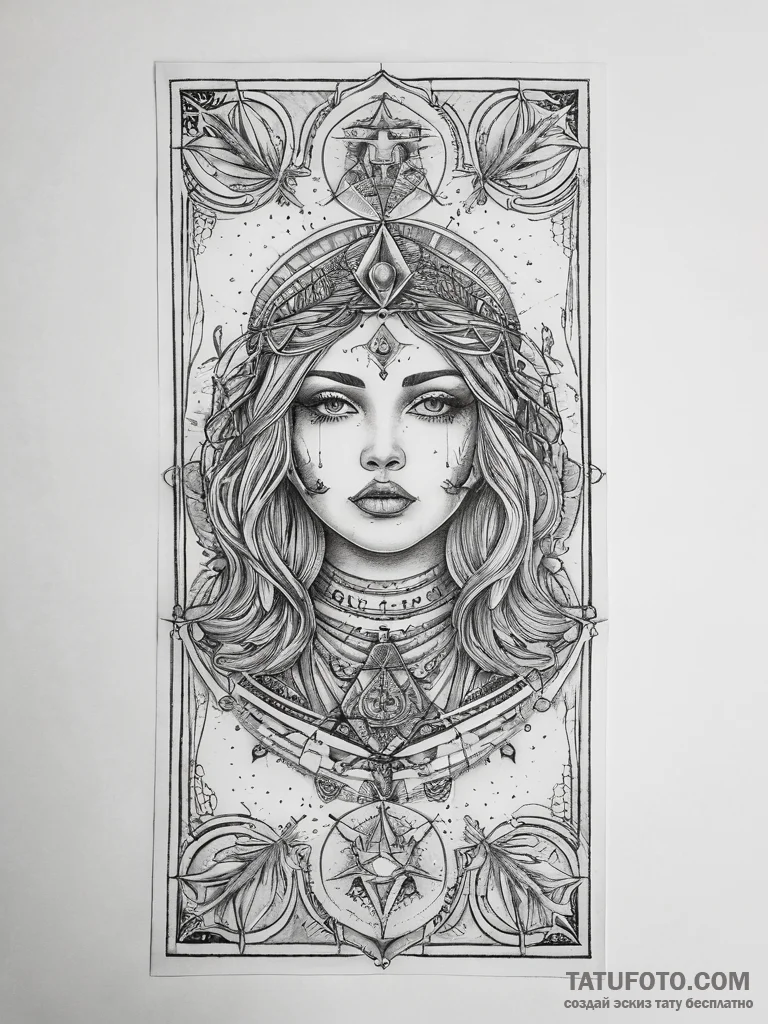 Tattoo sketch tarot card world, concept art f... - эскиз тату (№1757404109_0, 09.09.2025 07:48) — Tatufoto.com