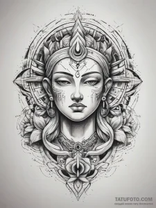 Tattoo sketch spiritual statue, tattoo flash... - эскиз тату (№1757406694_0, 09.09.2025 08:31) — Tatufoto.com