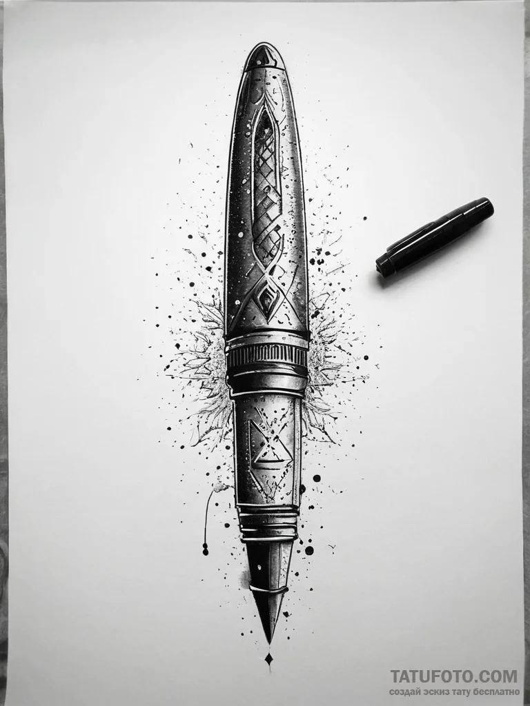Tattoo sketch writer fountain pen, tattoo ske... - эскиз тату (№1757406889_0, 09.09.2025 08:34) — Tatufoto.com