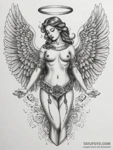 Tattoo sketch angel, tattoo flash sheet desig... - эскиз тату (№1757407473_0, 09.09.2025 08:44) — Tatufoto.com