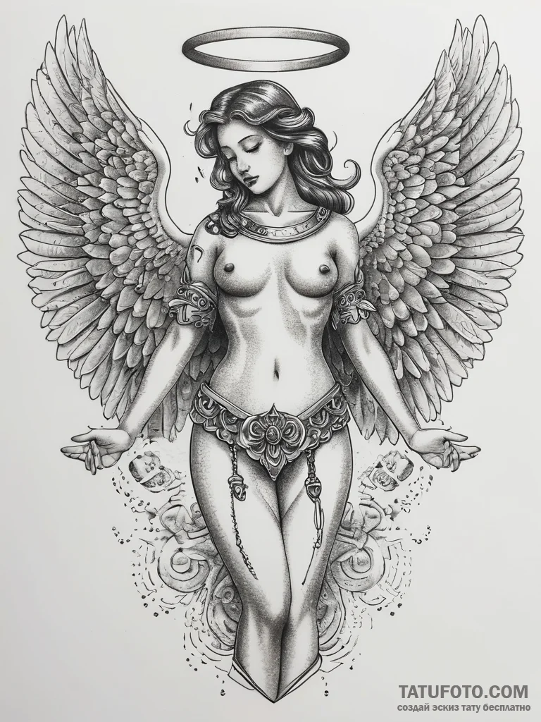 Tattoo sketch angel, tattoo flash sheet desig... - эскиз тату (№1757407473_0, 09.09.2025 08:44) — Tatufoto.com