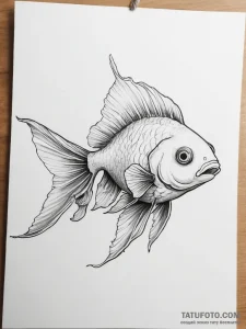 Tattoo sketch puns a goldfish that says "i'm... - эскиз тату (№1757410846_0, 09.09.2025 09:40) — Tatufoto.com