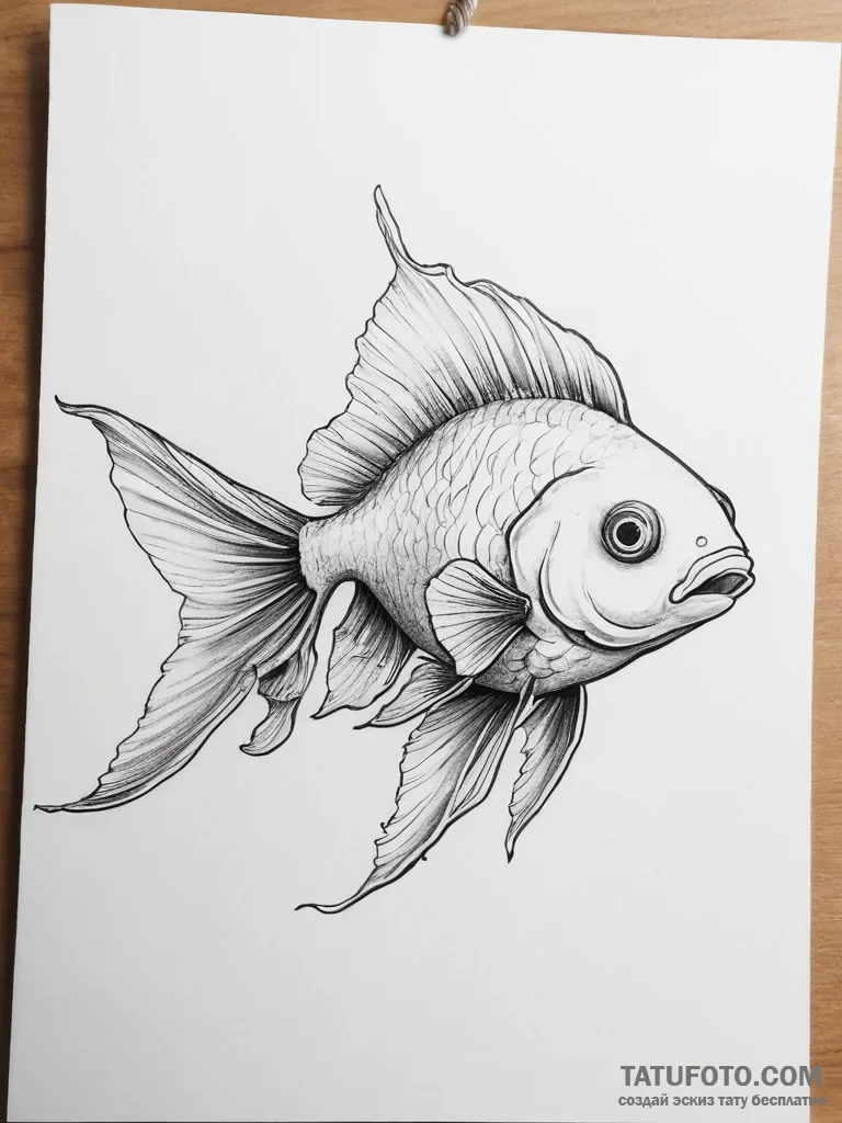 Tattoo sketch puns a goldfish that says "i'm... - эскиз тату (№1757410846_0, 09.09.2025 09:40) — Tatufoto.com