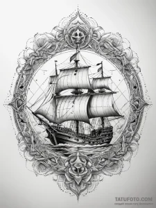 Tattoo sketch a pirate ship, tattoo sketch de... - эскиз тату (№1757411641_0, 09.09.2025 09:54) — Tatufoto.com