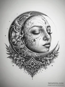 Tattoo sketch moon tattoo, tattoo line art, d... - эскиз тату (№1757411844_0, 09.09.2025 09:57) — Tatufoto.com