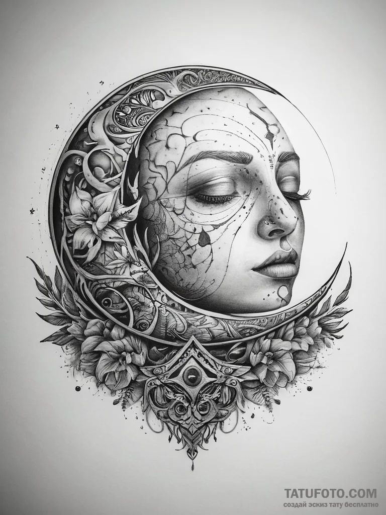 Tattoo sketch moon tattoo, tattoo line art, d... - эскиз тату (№1757411844_0, 09.09.2025 09:57) — Tatufoto.com