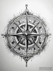 Tattoo sketch compass, ink illustration for t... - эскиз тату (№1757412044_0, 09.09.2025 10:00) — Tatufoto.com