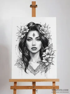 Tattoo sketch painting easel and canvas - эскиз тату (№1757413028_0, 09.09.2025 10:17) — Tatufoto.com