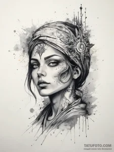 Tattoo sketch cosmic person, ink illustration... - эскиз тату (№1757414584_0, 09.09.2025 10:43) — Tatufoto.com