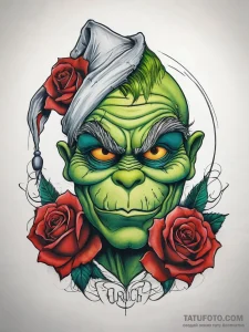 Tattoo sketch the grinch with a death, tattoo... - эскиз тату (№1757415586_0, 09.09.2025 10:59) — Tatufoto.com