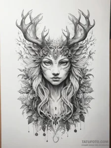 Tattoo sketch forest spirit - эскиз тату (№1757417124_0, 09.09.2025 11:25) — Tatufoto.com