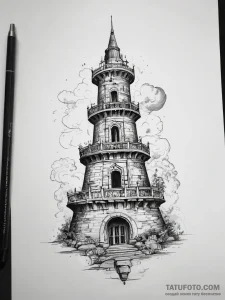 Tattoo sketch tower - эскиз тату (№1757417707_0, 09.09.2025 11:35) — Tatufoto.com