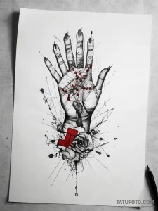 Tattoo sketch hands with a letter, tattoo lin... - эскиз тату (№1757418096_0, 09.09.2025 11:41) — Tatufoto.com