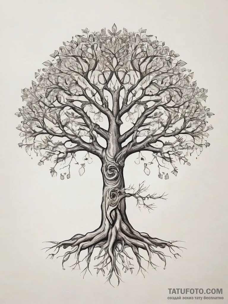 Tattoo sketch yggdrasil tree, artistic tattoo... - эскиз тату (№1757418483_0, 09.09.2025 11:48) — Tatufoto.com