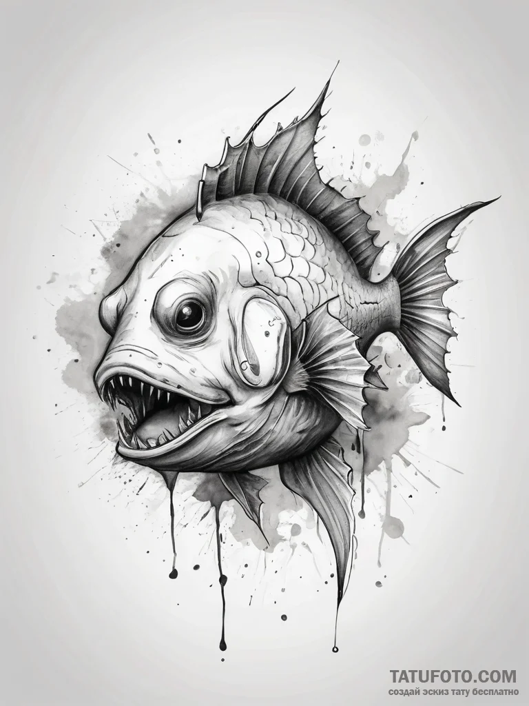 Tattoo sketch anglerfish, tattoo drawing outl... - эскиз тату (№1757418677_0, 09.09.2025 11:51) — Tatufoto.com