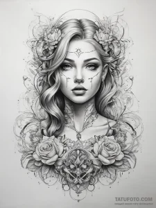 Tattoo sketch painting a canvas - эскиз тату (№1757419259_0, 09.09.2025 12:00) — Tatufoto.com