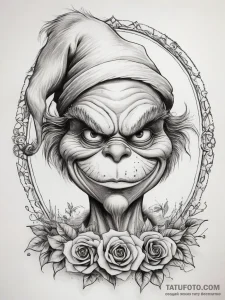 Tattoo sketch the grinch with a tail, tattoo... - эскиз тату (№1757419456_0, 09.09.2025 12:04) — Tatufoto.com