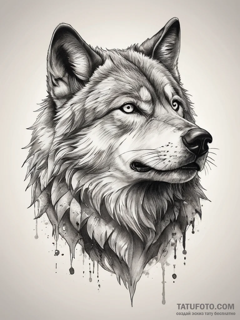Tattoo sketch spirit animal wolf howling, art... - эскиз тату (№1757420833_0, 09.09.2025 12:27) — Tatufoto.com