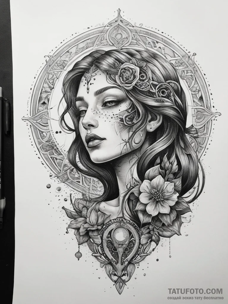 Tattoo sketch cosmic person, concept art for... - эскиз тату (№1757421626_0, 09.09.2025 12:40) — Tatufoto.com