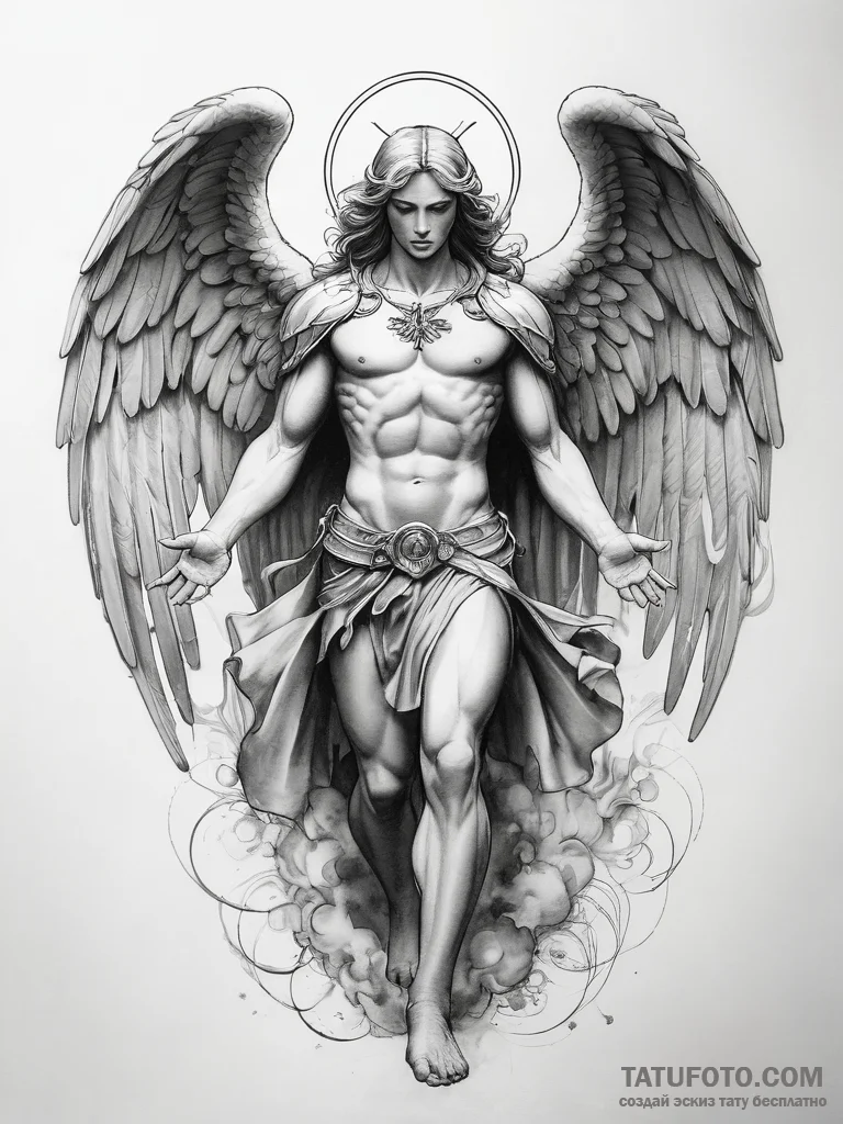 Tattoo sketch archangel gabriel - эскиз тату (№1757421819_0, 09.09.2025 12:43) — Tatufoto.com