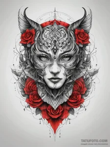 Tattoo sketch red, tattoo line art, realistic... - эскиз тату (№1757423776_0, 09.09.2025 13:16) — Tatufoto.com