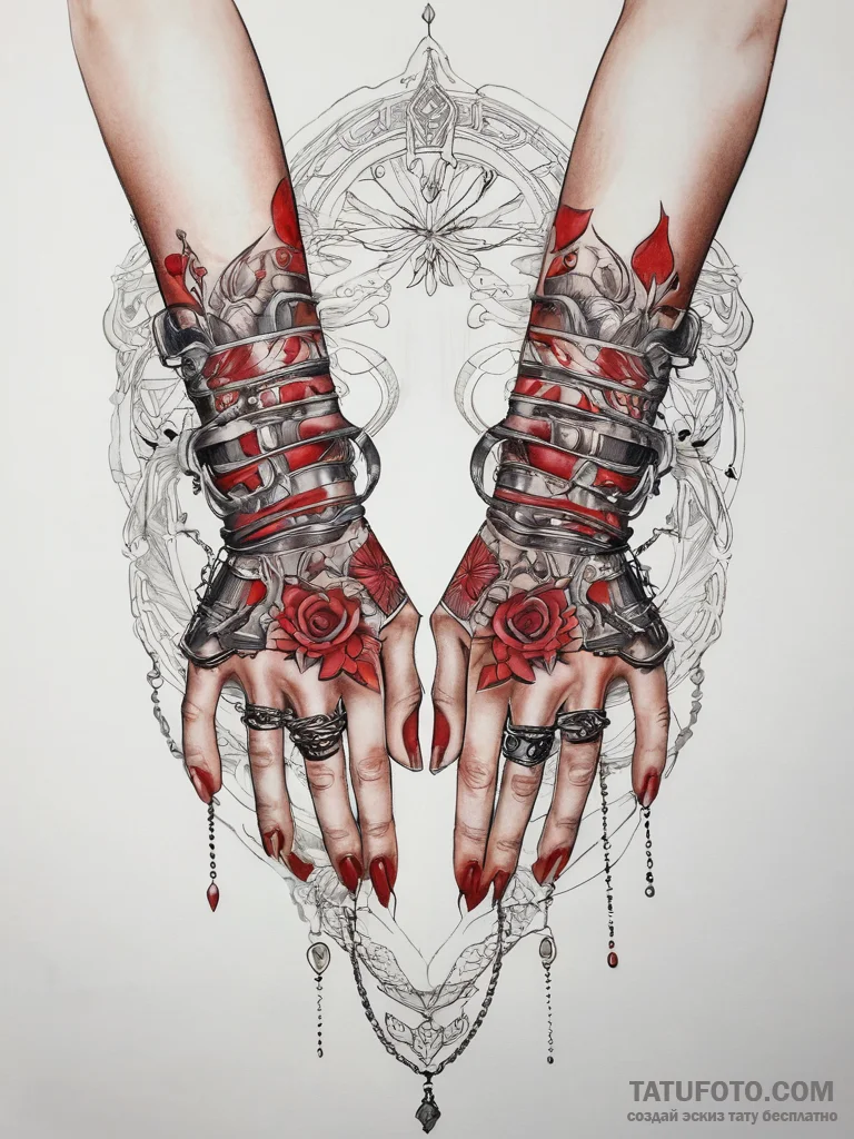 Tattoo sketch hands with a chain, tattoo sket... - эскиз тату (№1757424551_0, 09.09.2025 13:29) — Tatufoto.com