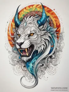 Tattoo sketch chimera, ink illustration for t... - эскиз тату (№1757425320_0, 09.09.2025 13:42) — Tatufoto.com