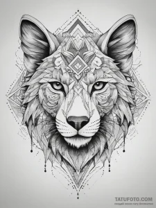 Tattoo sketch геометрическая голова животного... - эскиз тату (№1757425516_0, 09.09.2025 13:45) — Tatufoto.com