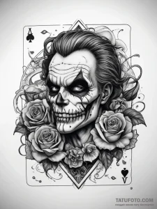 Tattoo sketch joker playing card, tattoo flas... - эскиз тату (№1757430240_0, 09.09.2025 15:04) — Tatufoto.com