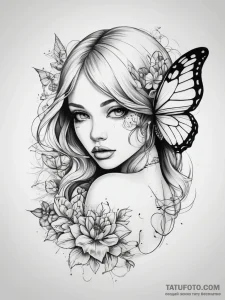 Tattoo sketch butterfly girl tattoo, tattoo l... - эскиз тату (№1757430442_0, 09.09.2025 15:07) — Tatufoto.com