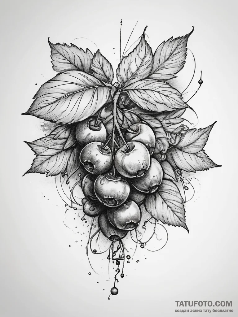 Tattoo sketch magical berries, tattoo sketch... - эскиз тату (№1757431428_0, 09.09.2025 15:23) — Tatufoto.com