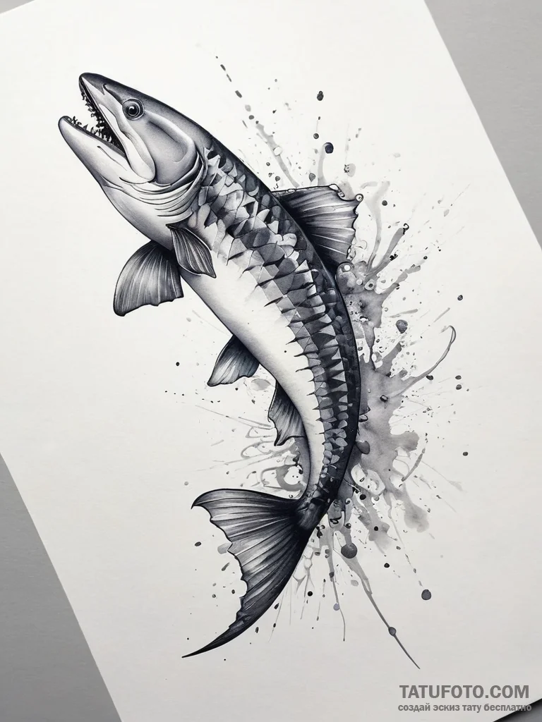 Tattoo sketch russian sturgeon, concept art f... - эскиз тату (№1757432605_0, 09.09.2025 15:43) — Tatufoto.com