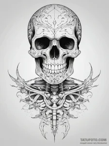 Tattoo sketch узор в виде скелета - эскиз тату (№1757434367_0, 09.09.2025 16:12) — Tatufoto.com
