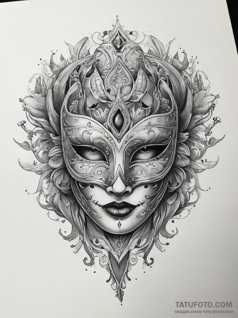 Tattoo sketch masquerade mask tattoo, tattoo... - эскиз тату (№1757435145_0, 09.09.2025 16:25) — Tatufoto.com