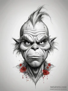 Tattoo sketch the grinch with a skin, tattoo... - эскиз тату (№1757435734_0, 09.09.2025 16:35) — Tatufoto.com