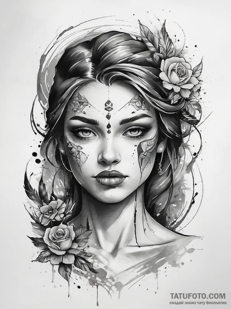 Tattoo sketch divine character, tattoo flash... - эскиз тату (№1757436325_0, 09.09.2025 16:45) — Tatufoto.com