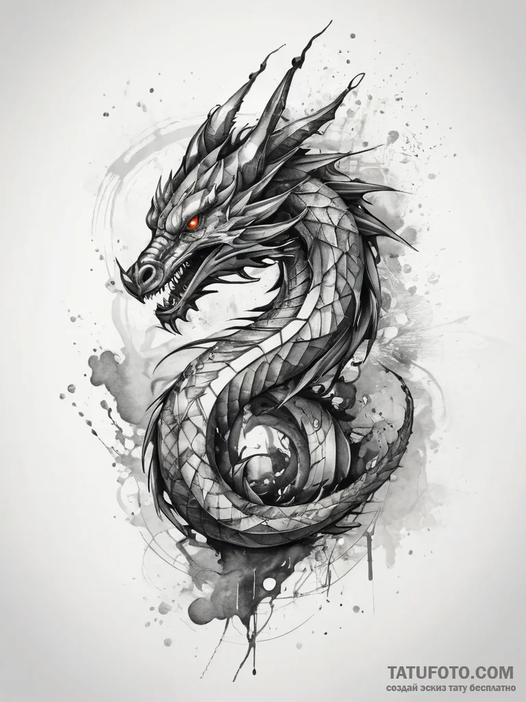 Tattoo sketch геометрический дракон, tattoo s... - эскиз тату (№1757439653_0, 09.09.2025 17:40) — Tatufoto.com