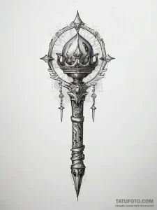 Tattoo sketch king's scepter - эскиз тату (№1757442400_0, 09.09.2025 18:26) — Tatufoto.com