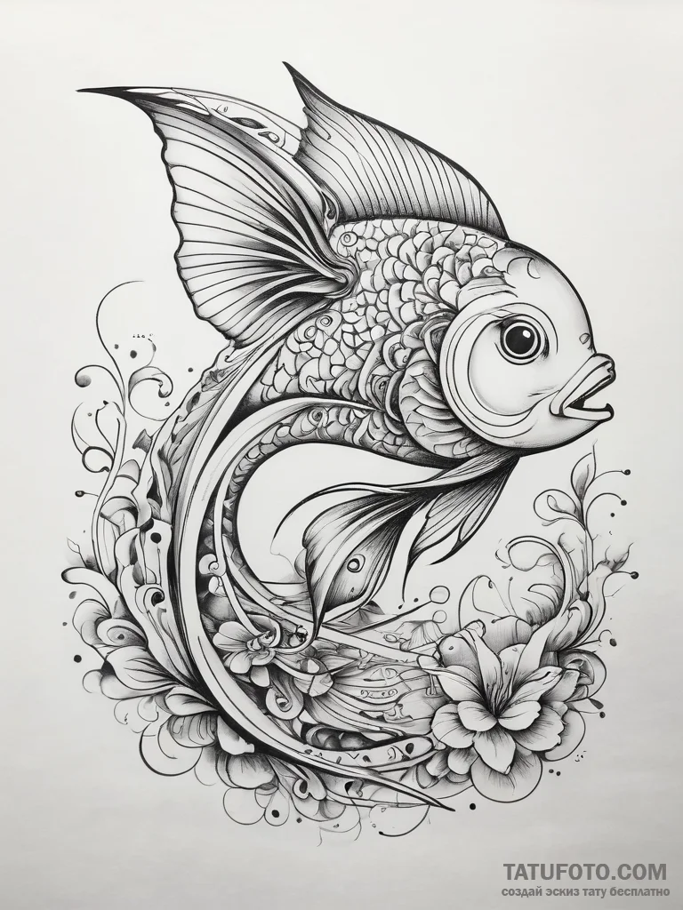 Tattoo sketch new school рыба, tattoo flash s... - эскиз тату (№1757443373_0, 09.09.2025 18:42) — Tatufoto.com
