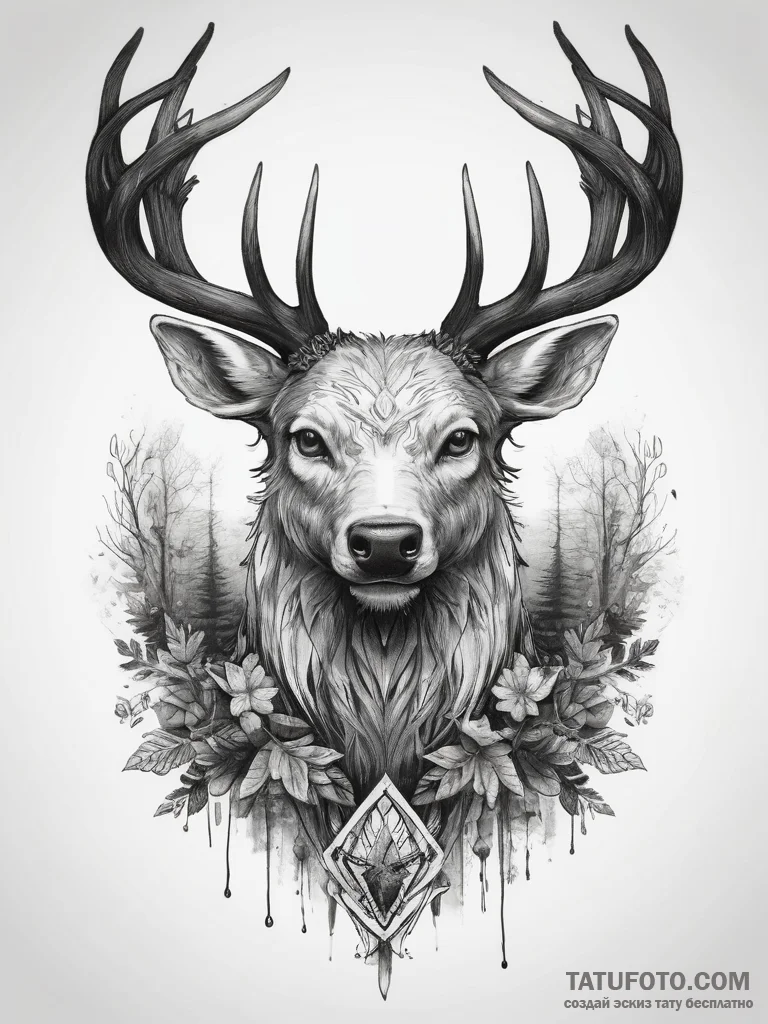 Tattoo sketch spirit of the forest - эскиз тату (№1757443567_0, 09.09.2025 18:46) — Tatufoto.com